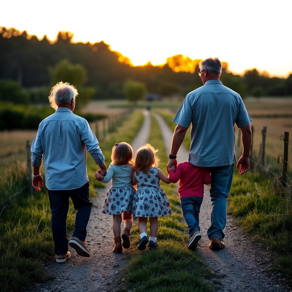 Daughters, sons, walking together